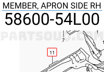Suzuki 5860054L00 MEMBER, APRON SIDE RH