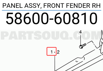 Suzuki 5860060810 PANEL ASSY, FRONT FENDER RH