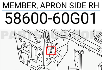 Suzuki 5860060G01 MEMBER, APRON SIDE RH