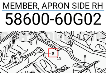 Suzuki 5860060G02 MEMBER, APRON SIDE RH