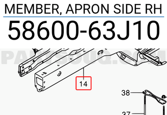 Suzuki 5860063J10 MEMBER, APRON SIDE RH