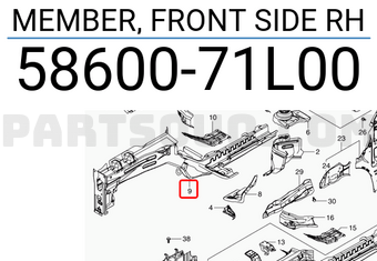 Suzuki 5860071L00 MEMBER, FRONT SIDE RH