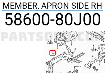Suzuki 5860080J00 MEMBER, APRON SIDE RH
