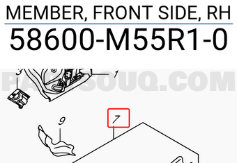 Suzuki 58600M55R10 MEMBER, FRONT SIDE, RH