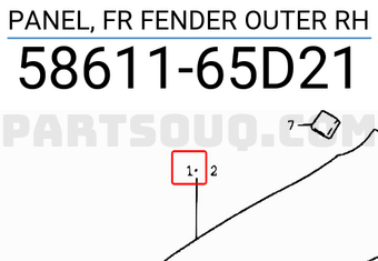Suzuki 5861165D21 PANEL, FR FENDER OUTER RH