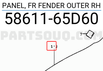Suzuki 5861165D60 PANEL, FR FENDER OUTER RH