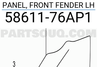 Suzuki 5861176AP1 PANEL, FRONT FENDER LH