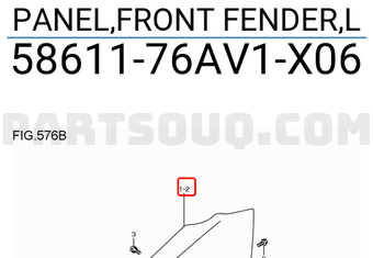 Suzuki 5861176AV1X06 PANEL,FRONT FENDER,L