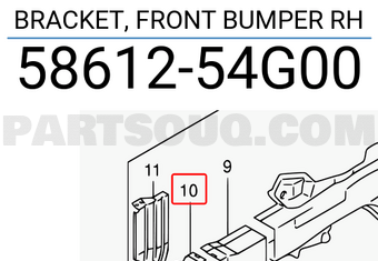 Suzuki 5861254G00 BRACKET, FRONT BUMPER RH