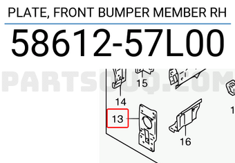 Suzuki 5861257L00 PLATE, FRONT BUMPER MEMBER RH