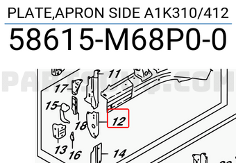 Suzuki 58615M68P00 PLATE,APRON SIDE A1K310/412