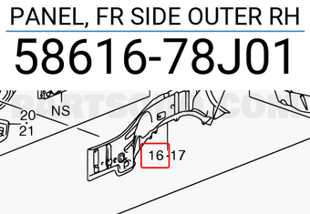 Suzuki 5861678J01 PANEL, FR SIDE OUTER RH