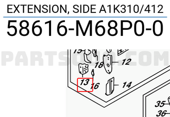 Suzuki 58616M68P00 EXTENSION, SIDE A1K310/412