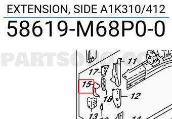 Suzuki 58619M68P00 EXTENSION, SIDE A1K310/412