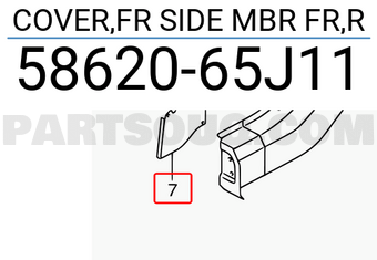 Suzuki 5862065J11 COVER,FR SIDE MBR FR,R