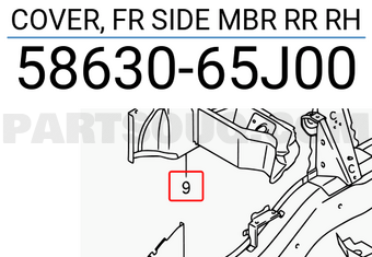 Suzuki 5863065J00 COVER, FR SIDE MBR RR RH