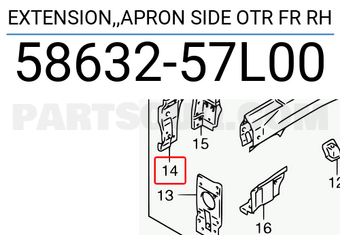 Suzuki 5863257L00 EXTENSION,,APRON SIDE OTR FR RH