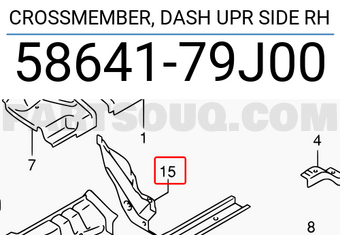 Suzuki 5864179J00 CROSSMEMBER, DASH UPR SIDE RH