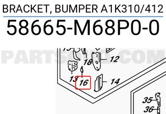 Suzuki 58665M68P00 BRACKET, BUMPER A1K310/412