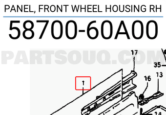 Suzuki 5870060A00 PANEL, FRONT WHEEL HOUSING RH