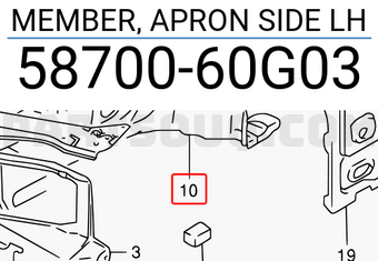 Suzuki 5870060G03 MEMBER, APRON SIDE LH