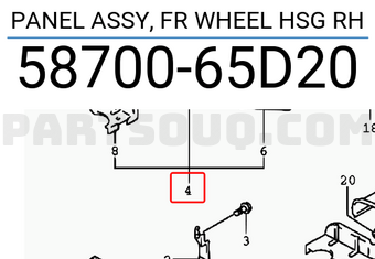 Suzuki 5870065D20 PANEL ASSY, FR WHEEL HSG RH