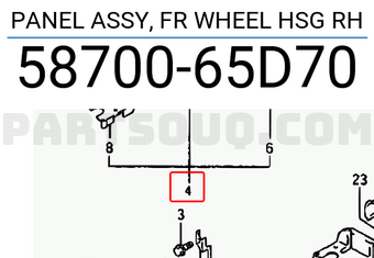 Suzuki 5870065D70 PANEL ASSY, FR WHEEL HSG RH