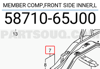 Suzuki 5871065J00 MEMBER COMP,FRONT SIDE INNER,L