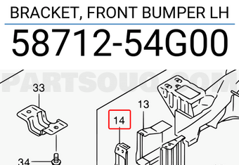 Suzuki 5871254G00 BRACKET, FRONT BUMPER LH