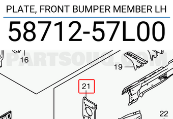 Suzuki 5871257L00 PLATE, FRONT BUMPER MEMBER LH