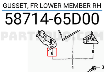 Suzuki 5871465D00 GUSSET, FR LOWER MEMBER RH