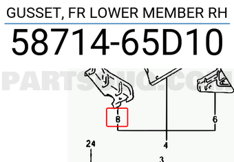 Suzuki 5871465D10 GUSSET, FR LOWER MEMBER RH