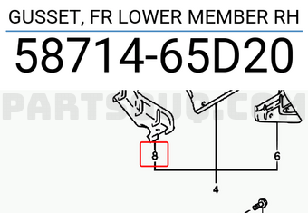 Suzuki 5871465D20 GUSSET, FR LOWER MEMBER RH