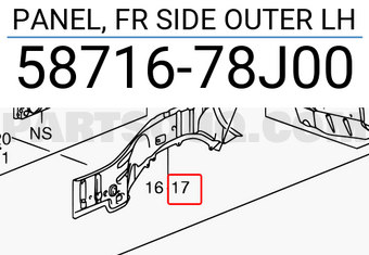 Suzuki 5871678J00 PANEL, FR SIDE OUTER LH
