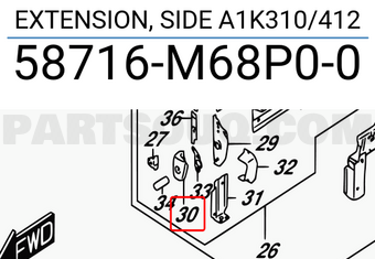 Suzuki 58716M68P00 EXTENSION, SIDE A1K310/412