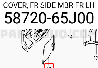 Suzuki 5872065J00 COVER, FR SIDE MBR FR LH