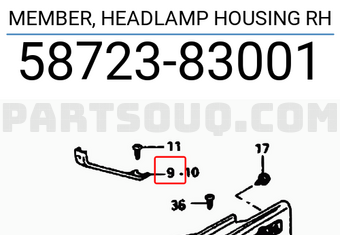 Suzuki 5872383001 MEMBER, HEADLAMP HOUSING RH