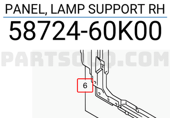 Suzuki 5872460K00 PANEL, LAMP SUPPORT RH