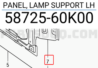 Suzuki 5872560K00 PANEL, LAMP SUPPORT LH