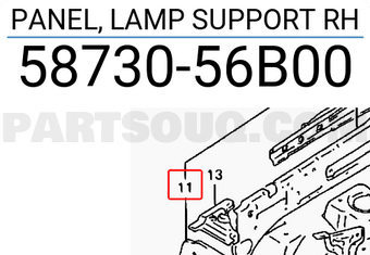 Suzuki 5873056B00 PANEL, LAMP SUPPORT RH