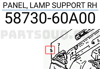 Suzuki 5873060A00 PANEL, LAMP SUPPORT RH