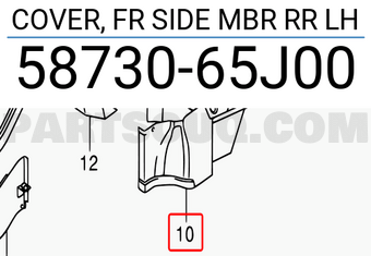 Suzuki 5873065J00 COVER, FR SIDE MBR RR LH