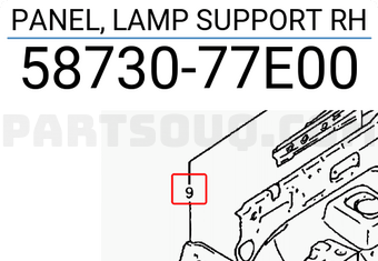 Suzuki 5873077E00 PANEL, LAMP SUPPORT RH