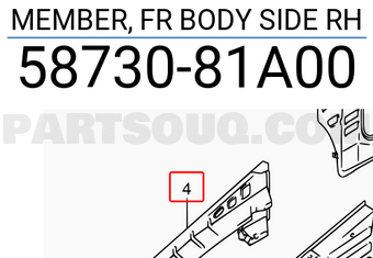 Suzuki 5873081A00 MEMBER, FR BODY SIDE RH