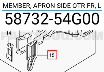 Suzuki 5873254G00 MEMBER, APRON SIDE OTR FR, L