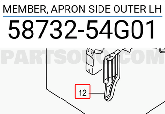 Suzuki 5873254G01 MEMBER, APRON SIDE OUTER LH