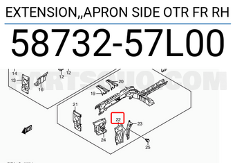 Suzuki 5873257L00 EXTENSION,,APRON SIDE OTR FR RH