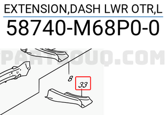 Suzuki 58740M68P00 EXTENSION,DASH LWR OTR,L
