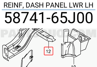 Suzuki 5874165J00 REINF, DASH PANEL LWR LH