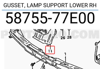 Suzuki 5875577E00 GUSSET, LAMP SUPPORT LOWER RH